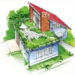 Проект дома с зеленой кровлей