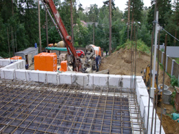 Монтаж арматуры и заливка бетона
